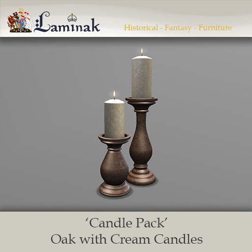 Second Life Marketplace Laminak Vintage OAK with CREAM Candles PACK